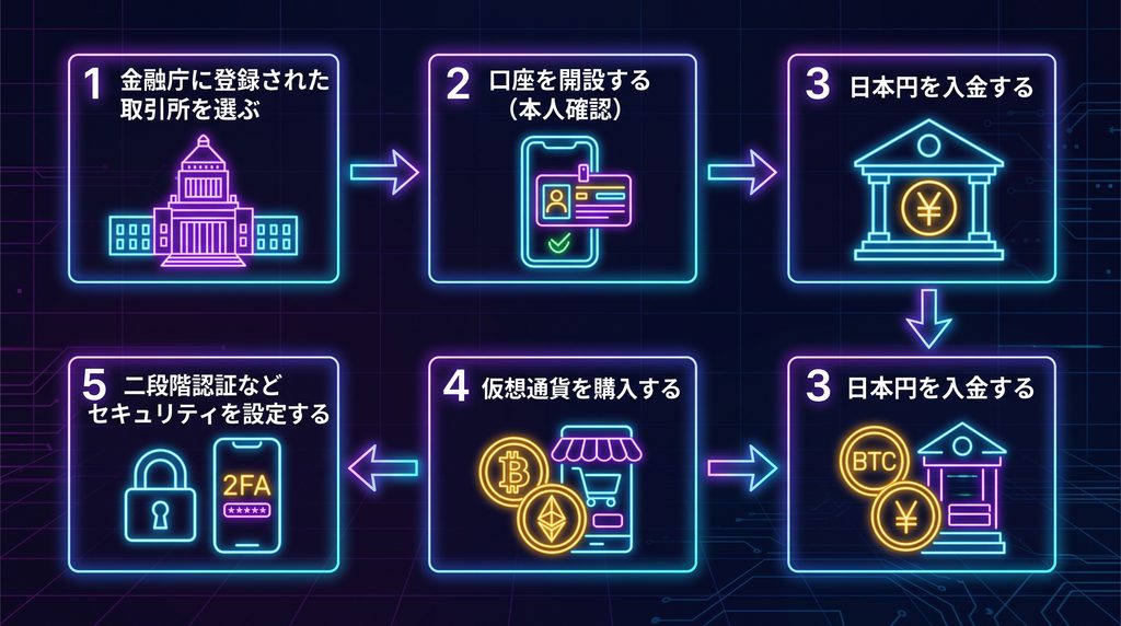 仮想通貨の始め方｜5ステップで解説